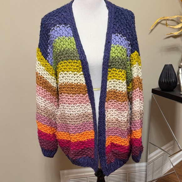 Three Bird Nest Colorful Cardigan Sweater Size S pre-owned. - Picture 4 of 8